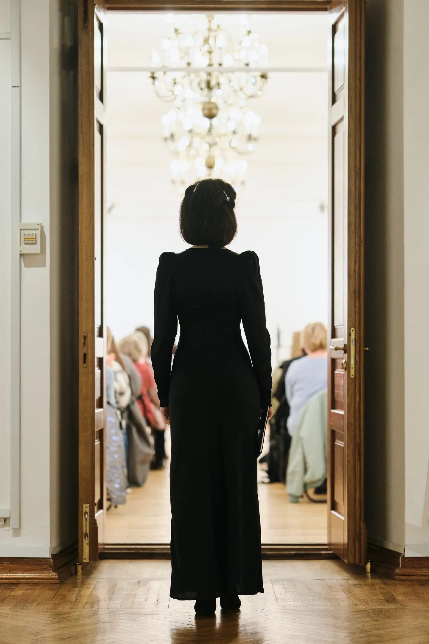 Artist entering a concert hall